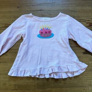 Luigi Kids pink birthday cake ruffle long sleeve shirt SIZE 3T‎